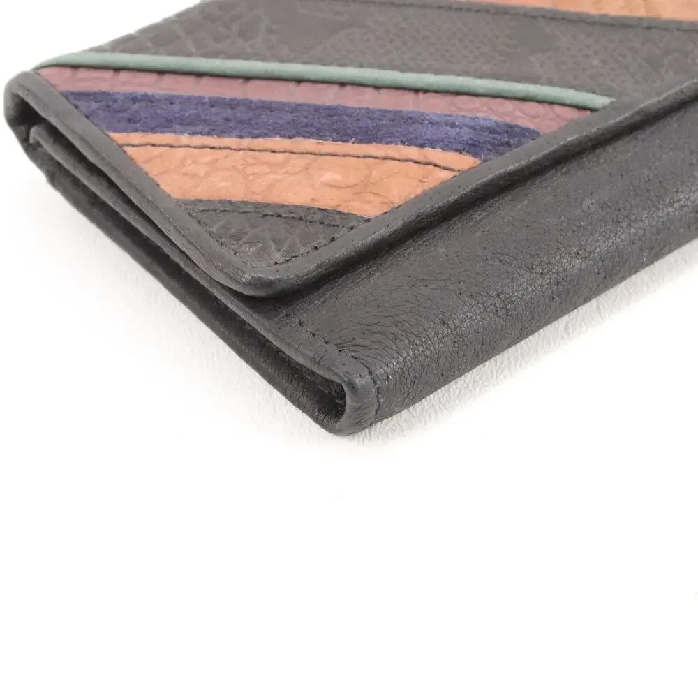 Michael Stevens Leather Wallet Women Trifold Multicolor Striped Clutch ID Cards